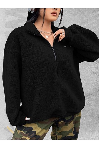 WEARTEX Oversize Plush Sweatshirt - Half Zipper