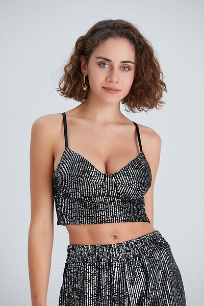 MODAMETRE Γυναικείο μπουστάκι Glop Silver Sequin