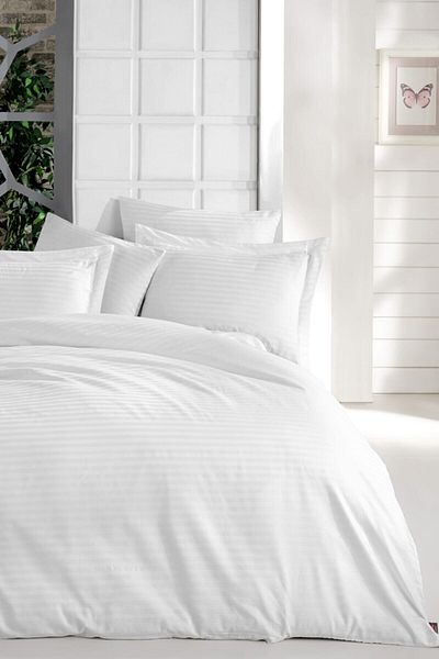 MyStory Home Double White Satin Sheet Set - 100% Cotton