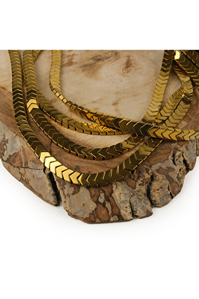 Prestij Boncuk 8 mm Model-04 - Secvență de piatră naturală cu model de hematit și săgeți