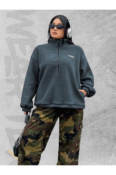 WEARTEX Oversize Plush Sweatshirt - Half Zipper