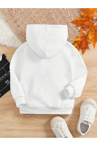 Afternoon Kids White''New York'' Printed Hooded Children's Sweatshirt