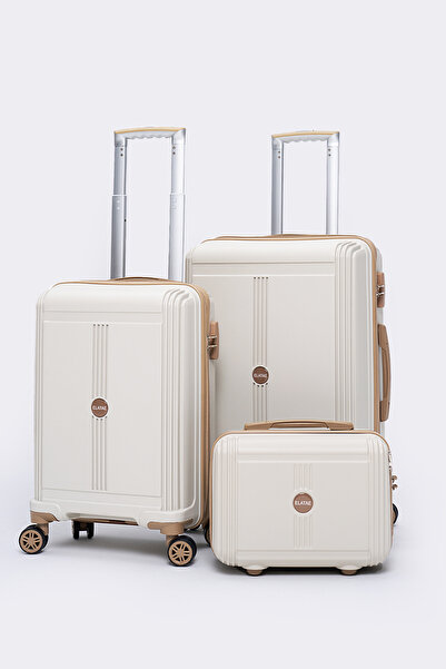 ELATAE Premium Poliropilen Kırılmaz 3'lü Valiz Seti Orta - Kabin Boy ve Makya...