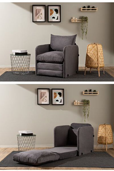 Pafu Saga Tekli Katlanır Yataklı Koltuk Gri