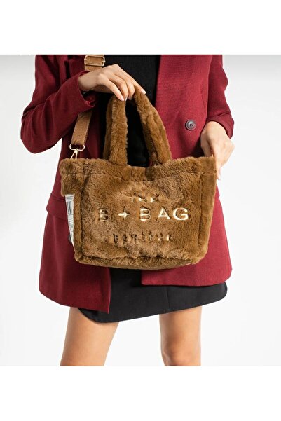 Mercan Stores Kadın Peluş Tote Çapraz Ayarlanabilir Askılı El Ve Omuz Çantası