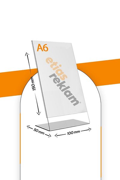 Etias Reklam A6 L Type Vertical Table Top Pack of 20 / Transparent Plexi Foiling / Brochure Holder