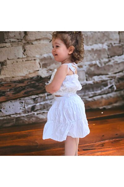 BEBEĞİME ÇORAP Fata - Fusta cu straturi din satin si talie elastica cu volane