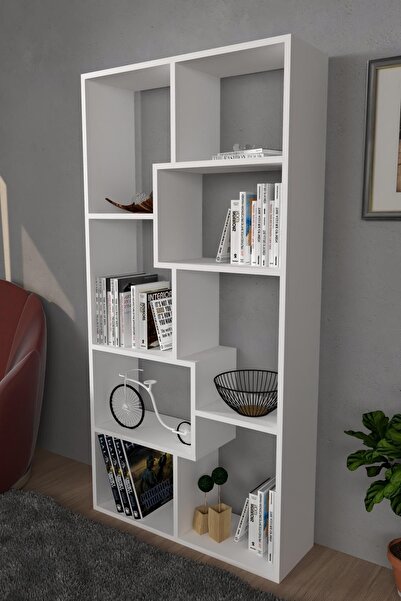 Moonlife Vitrin Dekoratif Kitaplık Beyaz