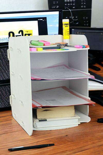 Pandogo Wooden Colored Desktop File Organizer - A4 Document Shelf, White Color Model 2