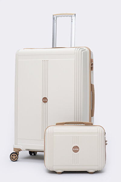 ELATAE Premium Polipropilen Kırılmaz 2'li Valiz Seti Büyük Boy ve Makyaj 2'li...