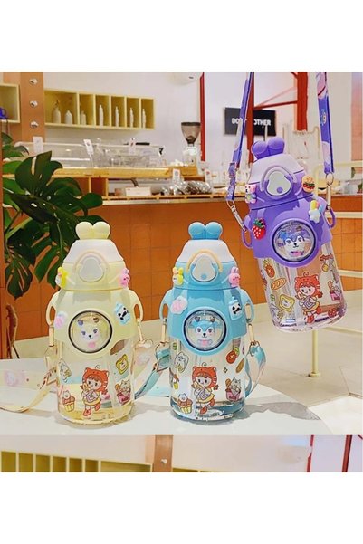 Generic Brand 700 Ml Motivational 3D Sticker Cute Rabbit Cartoon Water Bottle Water Bottle Flask Bpa Free