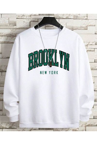 AFROGİYİM Unisex μπλούζα με στάμπα Brooklyn New York με λαιμόκοψη