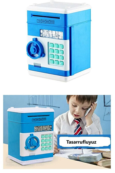 teknonisa Atm Şifreli Otomatik Kağıt Para Alan Kasa Kumbara düğmeli
