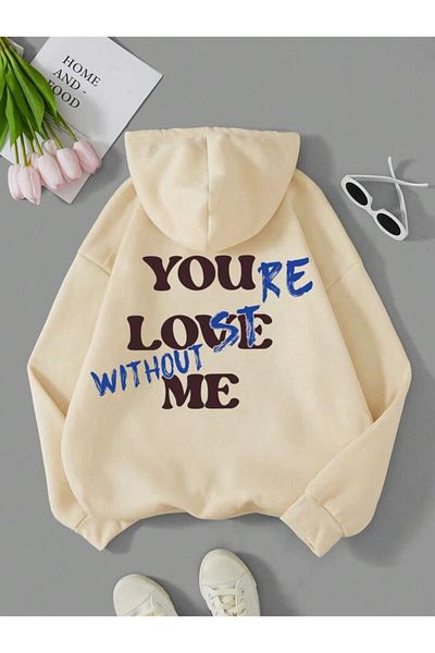 AFROGİYİM Unisex You Love Me Without Back Printed Oversize Hoodie