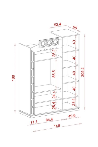 Meltem Pitstop Çocuk Odası Üç Kapılı Dolap