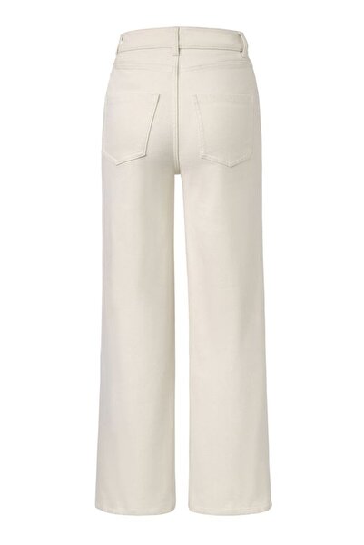Tchibo Women Wide Leg Mid Rise Plain Jeans, White