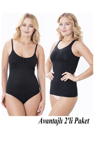 Momslab Pack of 2 - Firming and Lifting Black Bodysuit and Athlete Corset