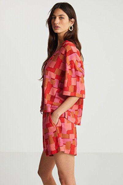 boneqa barcelona Geometrik Desenli Şort