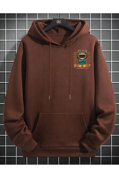 AFROGİYİM Unisex Back Printed Whatsup Excellent Printed Oversize Hoodie