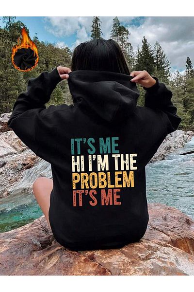 AFROGİYİM Унисекс Its Me Hi Im the Problem Printed Oversize Hoodie