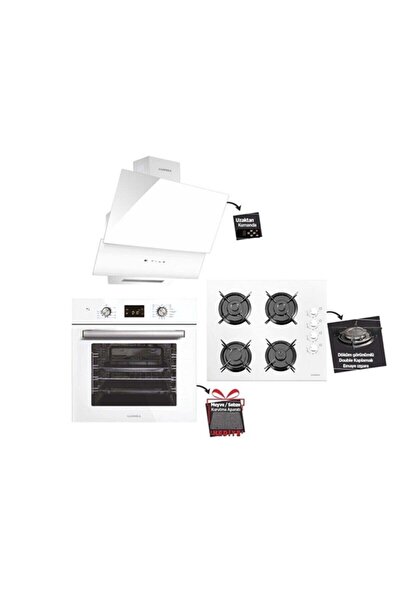 Luxell 15 Prg Beyaz Ankastre Seti Opal B66-sgf3 C6-40bf Da6-835 Dijital Set