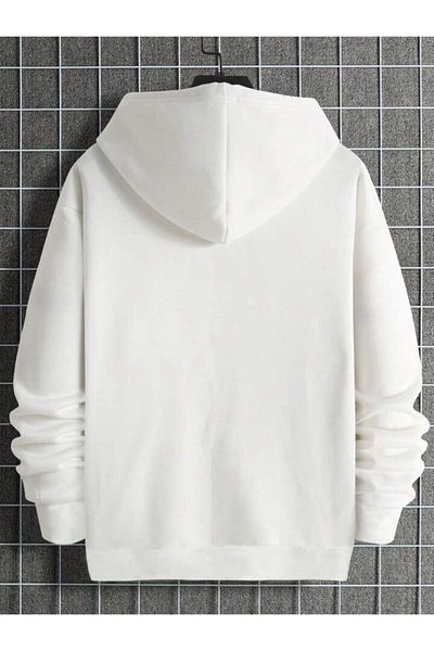 AFROGİYİM Unisex White For Given Printed Oversize Hoodie