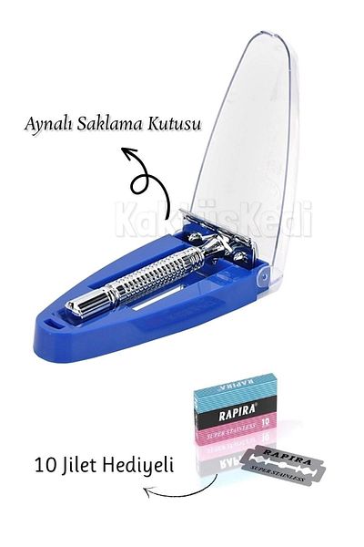 KaktüsKedi Rimei Stainless Steel Traditional Shaving Tool with Storage Box| Manual Shaver