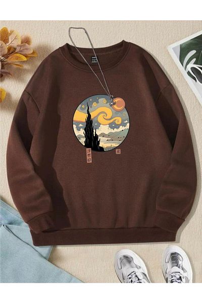 AFROGİYİM Φούτερ Unisex Oversize Starry Night με στάμπα