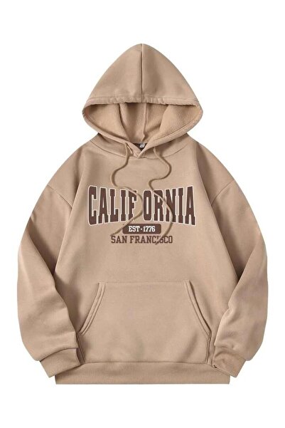 AFROGİYİM Ženska majica sa kapuljačom i širokim krojem sa printom San Francis...