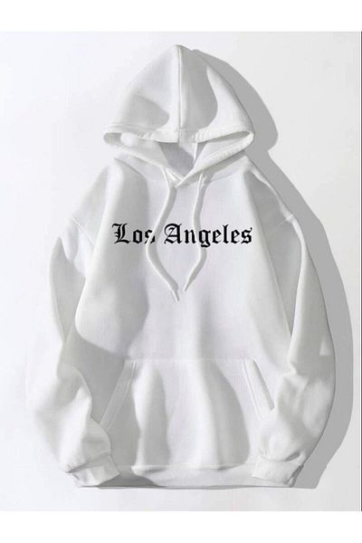 AFROGİYİM Γυναικείο φούτερ με στάμπα Los Angeles Design με κουκούλα