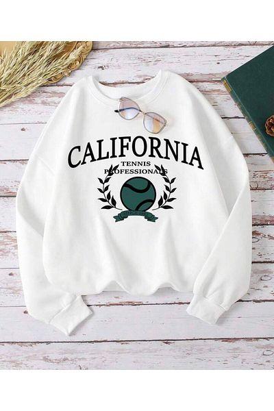 AFROGİYİM Φούτερ με λαιμόκοψη Unisex California Tennis Professional με στάμπα Fleece