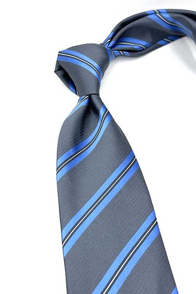 Kravatkolik Gray Striped Classic Tie with Handkerchief - Kk12828