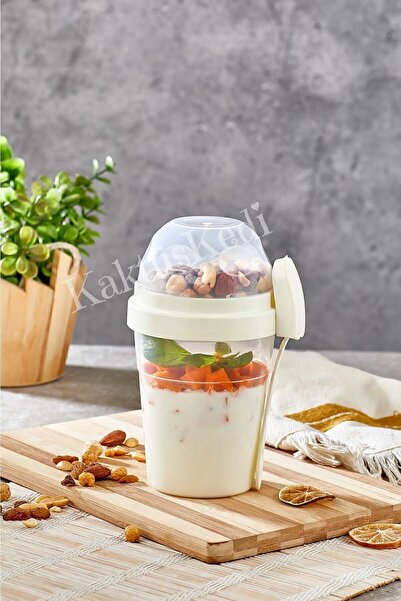 KaktüsKedi Kaşık Çatallı Meyveli Yoğurt Müsli Kabı - Yemek Taşıma Ve Saklama ...