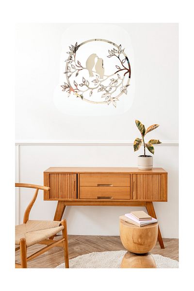 Numa Concept طاولة عصفور مزخرفة من زجاج شبكي ذهبي - MDF، 30x30