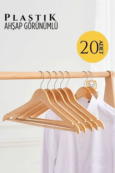 Transformacion Κρεμ Χρώμα 20 ΤΕΜ Πλαστικό Κρεμαστό Φόρεμα Ξύλινης Εμφάνισης - 720521