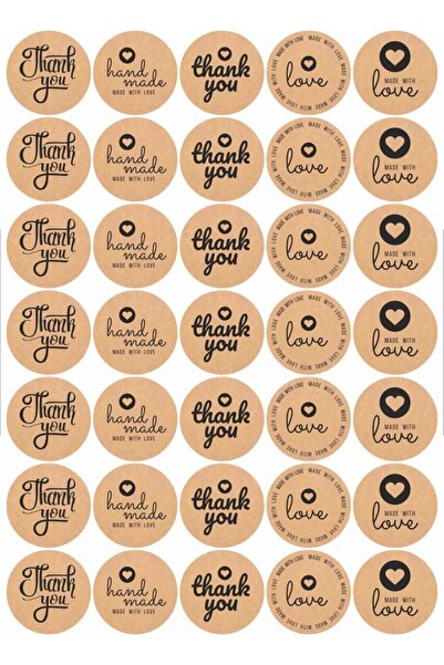 Foldart 70 Adet Thank You-hand Made Etiket, 10 Farklı Tasarım Sticker