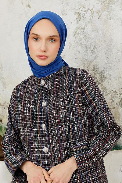 Qef Blue Denim Pleated Cotton Shawl