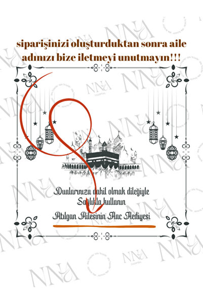 nna tasarım 50 Adet Kişiye Özel Isim Baskılı Hac/umre Için Hediyelik Kağıt Poşet 31x12x41 Cm(BT20-50)