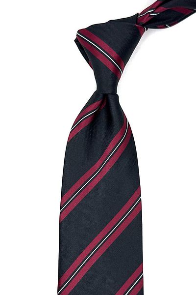 Kravatkolik Black Striped Classic Tie with Handkerchief - Kk12826