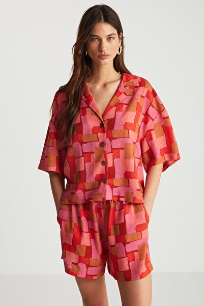 boneqa barcelona Geometrik Desenli Şort