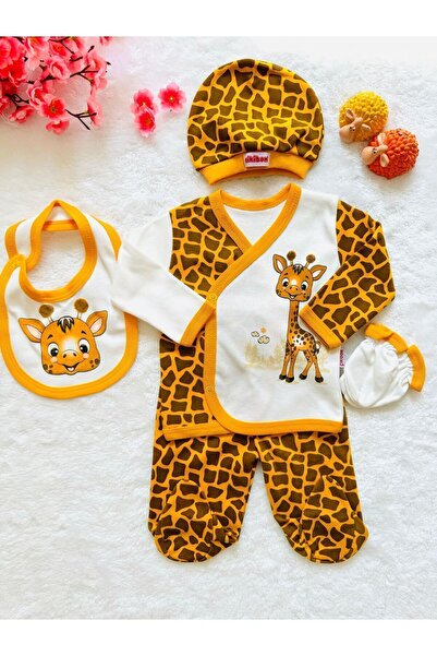 Çikibom طقم خروج للأطفال حديثي الولادة مكون من 5 قطع بتصميم زرافة