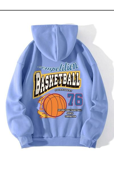 AFROGİYİM Unisex Basketballl 76 Tournament Printed Oversize Hoodie