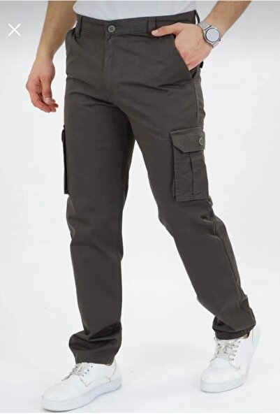 DYNAMO Erkek Koyu Haki Pamuklu Kumaş Körüklü Cepli Kargo Pantolon