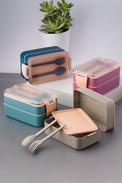 KaktüsKedi Set of 4 Bento Food Container 900 Ml