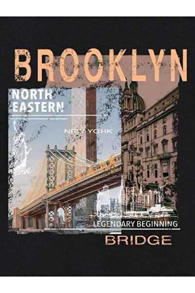 AFROGİYİM Brooklyn Bridge Unisex Oversize Hooded Hoodie - Back Printed