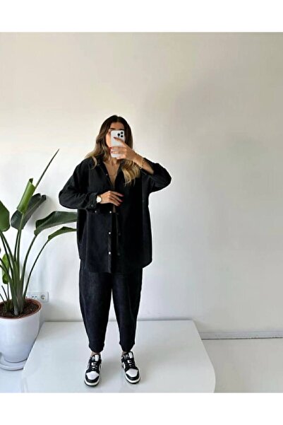 buqre's moda طقم قميص بنطلون جزرة مخملي