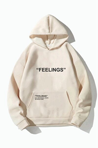 AFROGİYİM Unisex Feelings Printed Hooded Sweatshirt