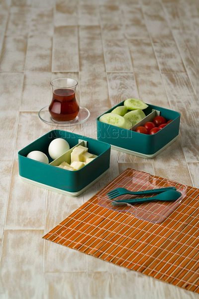 KaktüsKedi 4-Compartment Food Storage Container Set| Athlete Diet Student Fitness School Workplace Travel Table