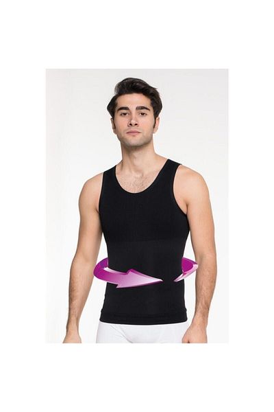 bonbonetti chocolate baby&kids Men's Black Recovery Corset Tank Top - Size Two, Slimming Belly
