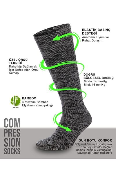 BULG Bamboo Black Muline - Compression Socks, Special Pressure